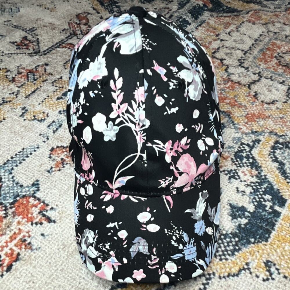 29 Palms Women's Floral Adjustable Cotton Baseball Cap, One Size, Black